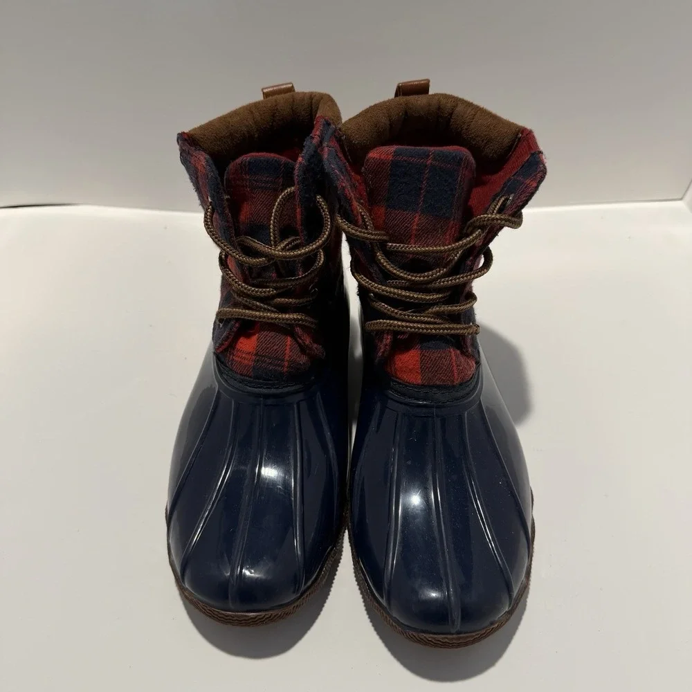 Gaven 55-L Jessica Carlyle Girls Blue Red Buffalo Plaid Rain‎ Snow Duck Boots